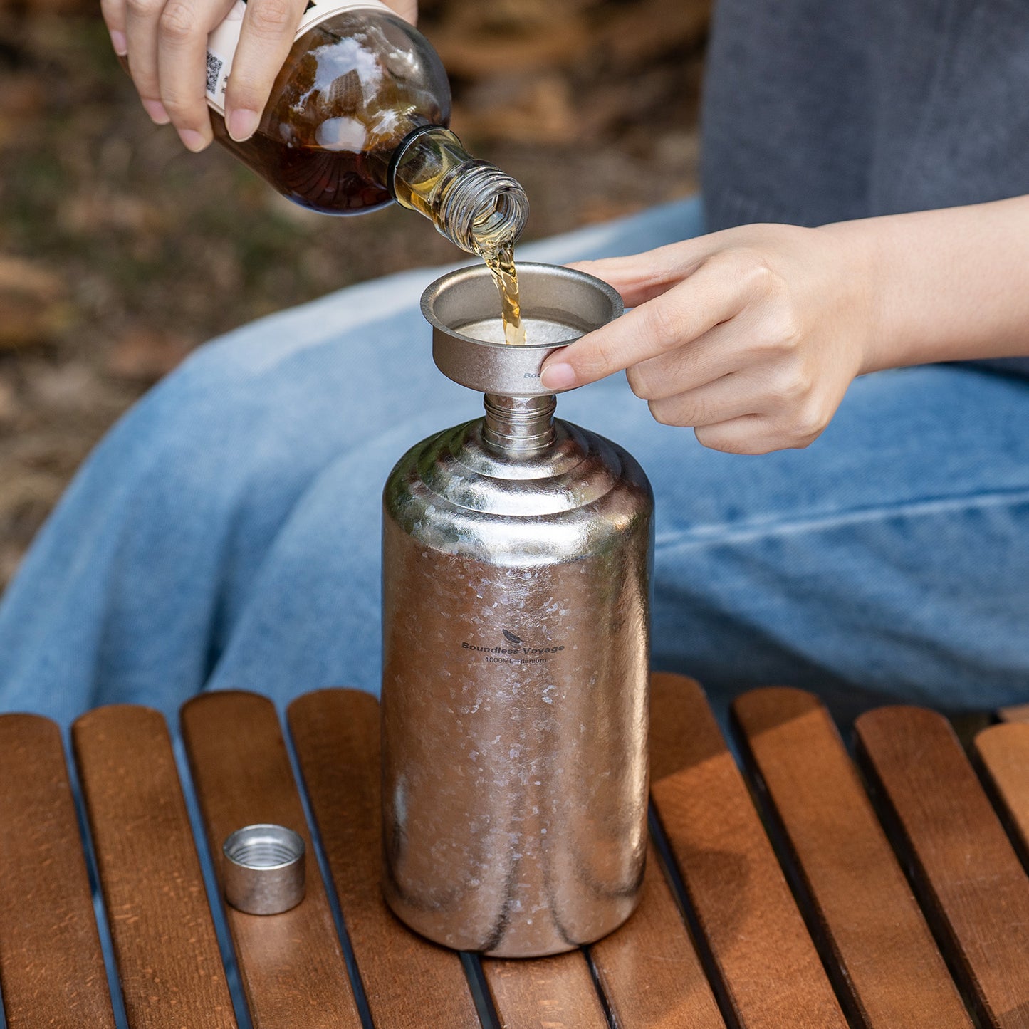 Boundless Voyage 1000ml Pure Titanium Hip Flask | Large Capacity Ultralight Whiskey & Spirit Bottle | Leakproof Coating-Free Healthy Flask for Camping, Hunting & Travel