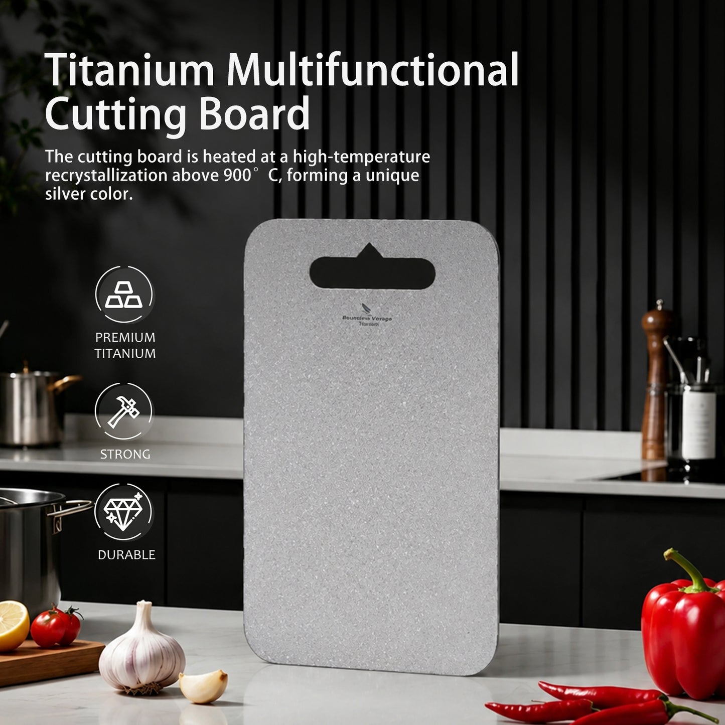 Boundless Voyage Titanium Cutting Board  Ultralight Multifunctional Camping Chopping Board 35.5×25cm for Outdoor Kitchen & Travel