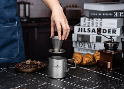 Boundless Voyage Titanium Pour-over Coffee Set, 300ml Portable Coffee Mug with Detachable Dripper for Outdoor Camping