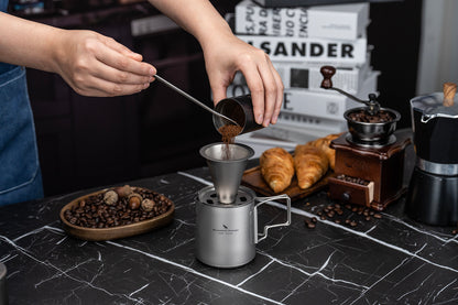 Boundless Voyage Titanium Pour-over Coffee Set, 300ml Portable Coffee Mug with Detachable Dripper for Outdoor Camping