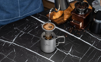 Boundless Voyage Titanium Pour-over Coffee Set, 300ml Portable Coffee Mug with Detachable Dripper for Outdoor Camping