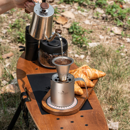 Boundless Voyage Titanium Portable Pour-over Coffee Set 300ml Coffee Mug with Detachable Dripper Outdoor Camping Coffee Maker