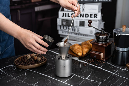 Boundless Voyage Titanium Portable Pour-over Coffee Set 300ml Coffee Mug with Detachable Dripper Outdoor Camping Coffee Maker