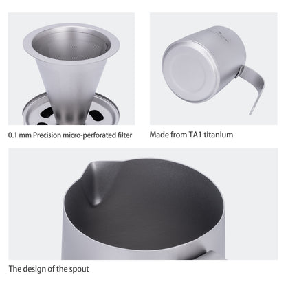 Boundless Voyage Titanium Portable Pour-over Coffee Set 300ml Coffee Mug with Detachable Dripper Outdoor Camping Coffee Maker