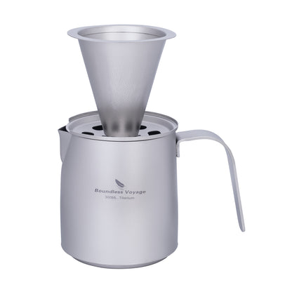 Boundless Voyage Titanium Portable Pour-over Coffee Set 300ml Coffee Mug with Detachable Dripper Outdoor Camping Coffee Maker