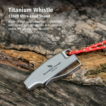 Boundless Voyage 120dB Titanium Survival Whistle Compact Emergency Safety Whistle Ultra-Light & Anti-Corrosion Rust-Proof Whistles for Outdoor, Hiking, Camping & Rescue