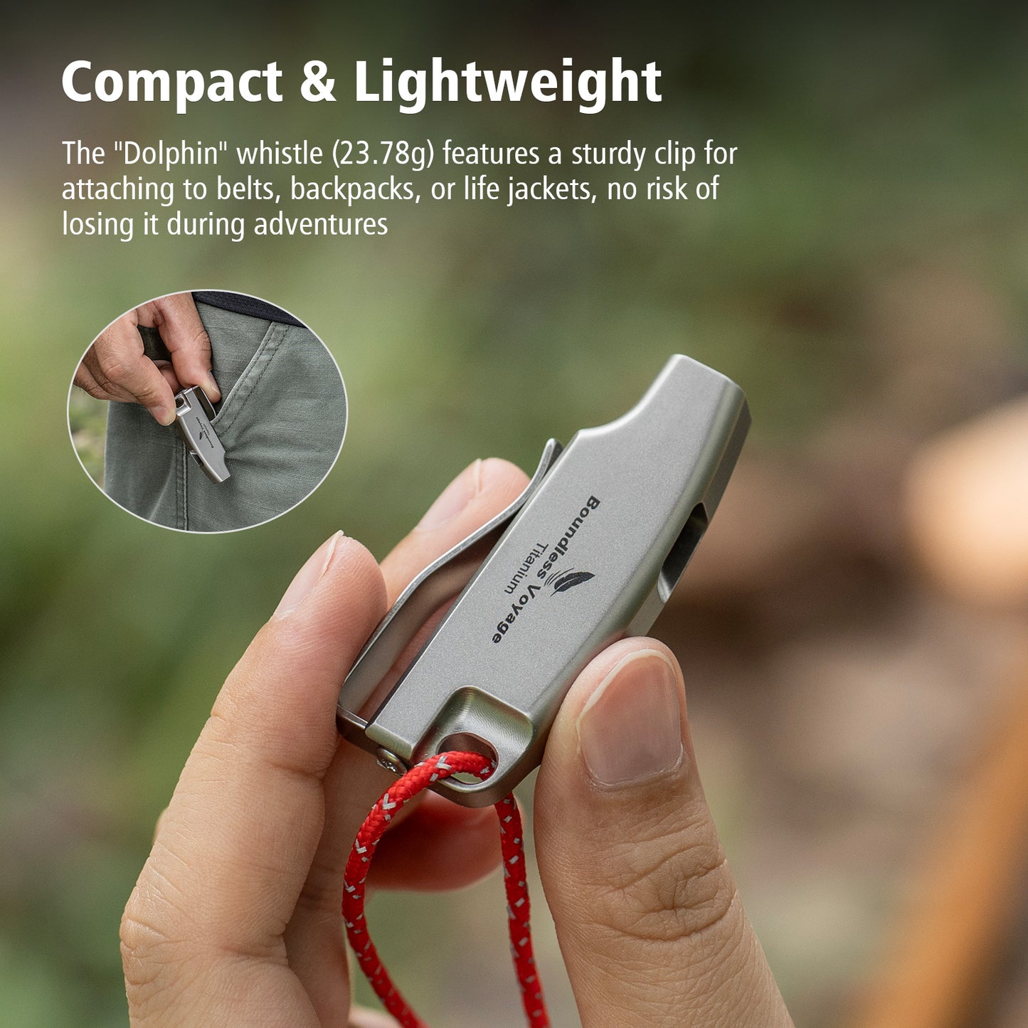 Boundless Voyage 120dB Titanium Survival Whistle Compact Emergency Safety Whistle Ultra-Light & Anti-Corrosion Rust-Proof Whistles for Outdoor, Hiking, Camping & Rescue