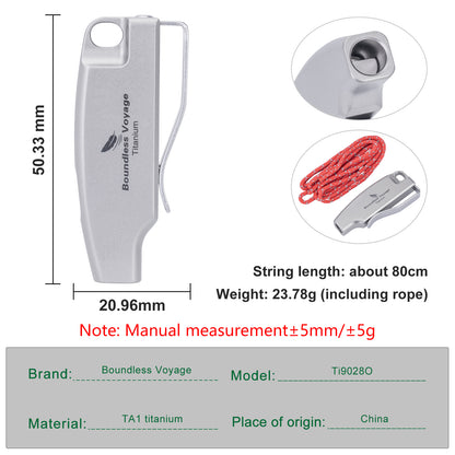 Boundless Voyage 120dB Titanium Survival Whistle Compact Emergency Safety Whistle Ultra-Light & Anti-Corrosion Rust-Proof Whistles for Outdoor, Hiking, Camping & Rescue