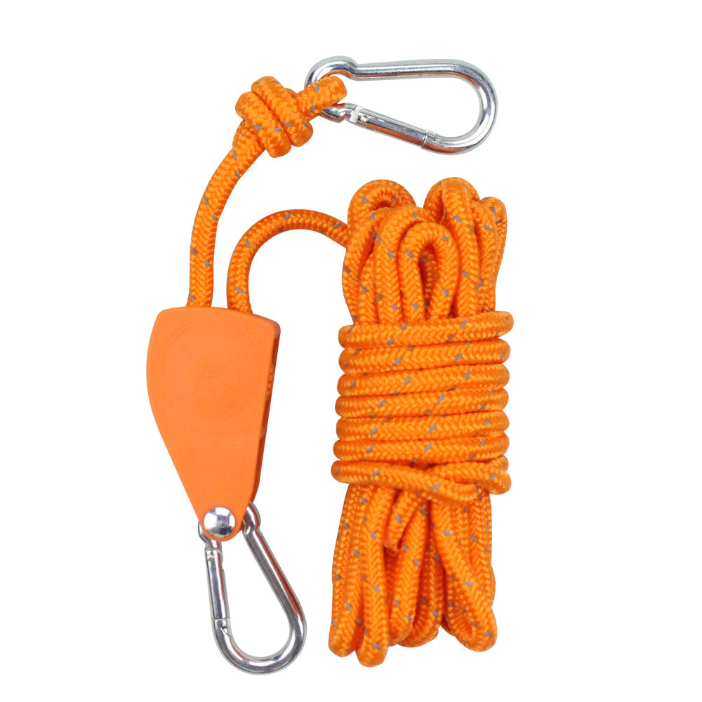 Camping Tarp Guy Lines with Metal Pulley – Heavy-Duty Adjustable Reflective Tent Ropes for Windproof Outdoor Setup