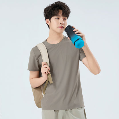 Summer Ice Silk Quick Dry T-Shirt Unisex Short Sleeve Lightweight Breathable Sports Top for Running & Fitness