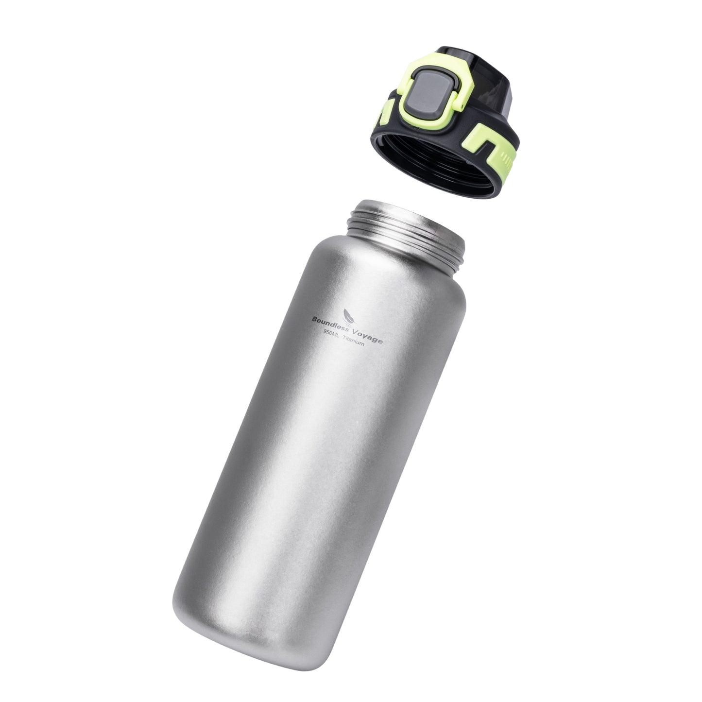 Boundless Voyage 950ml Titanium Water Bottle with Lids – TA1 Ultralight Wide Mouth Canteen for Hiking, Camping & Travel