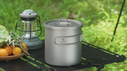 Boundless Voyage Titanium Camping Pot 1400ml Ultralight Backpacking Cookware with Folding Handle & Lid for Backpackers, Hikers & Outdoor Enthusiasts