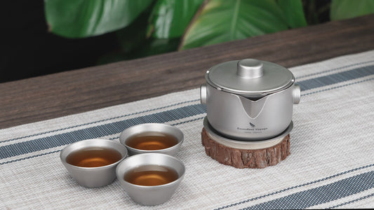 Boundless Voyage Titanium Double-Layer Tea Maker with Lid Filter Ultralight Teapot with Double-Walled Anti-scalding Coffee Cup Mug