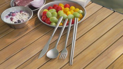 Boundless Voyage Titanium Camping Cutlery Set – Knife, Fork, Spoon & Chopsticks, Ultralight Tableware for Outdoor Travel & Home Use
