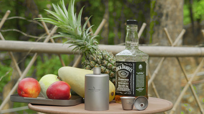 Boundless Voyage 200ml Titanium Pocket Flagon – Portable Camping Flask, Lightweight Hip Flask for Outdoor Adventures, Picnics, & Sports