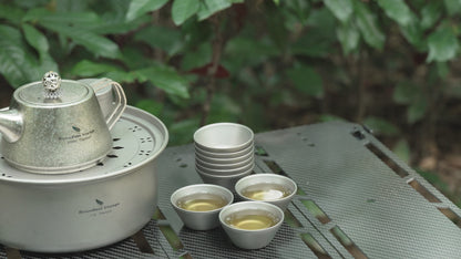 Boundless Voyage Titanium Double-Layer mini Tea cup Portable Anti-scalding Camping Teapot Set Mug for Coffee Drink Liquor Picnic Hiking Traveling Drinkware
