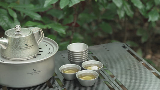 Boundless Voyage Titanium Double-Layer mini Tea cup Portable Anti-scalding Camping Teapot Set Mug for Coffee Drink Liquor Picnic Hiking Traveling Drinkware