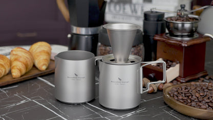 Boundless Voyage Titanium Pour-over Coffee Set, 300ml Portable Coffee Mug with Detachable Dripper for Outdoor Camping