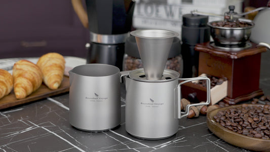 Boundless Voyage Titanium Portable Pour-over Coffee Set 300ml Coffee Mug with Detachable Dripper Outdoor Camping Coffee Maker