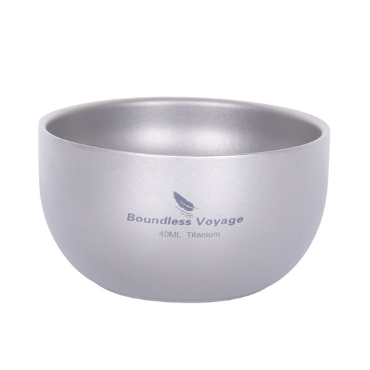 Boundless Voyage 40ml Titanium Double-Walled Sake Cup | 18g Ultralight Mini Tea & Coffee Mug | Anti-Scald Insulated Tasting Cup for Camping