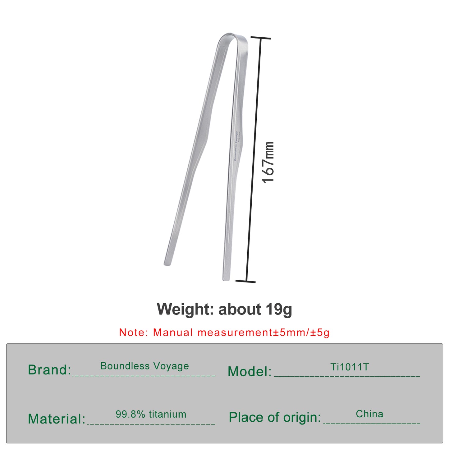 Boundless Voyage 6.7 inch Titanium Ultralight Grill BBQ Tongs Multipurpose Tweezers for Kitchen Food Tongs Buffet Salad Steak Clip Grill Accessories Anti-scalding
