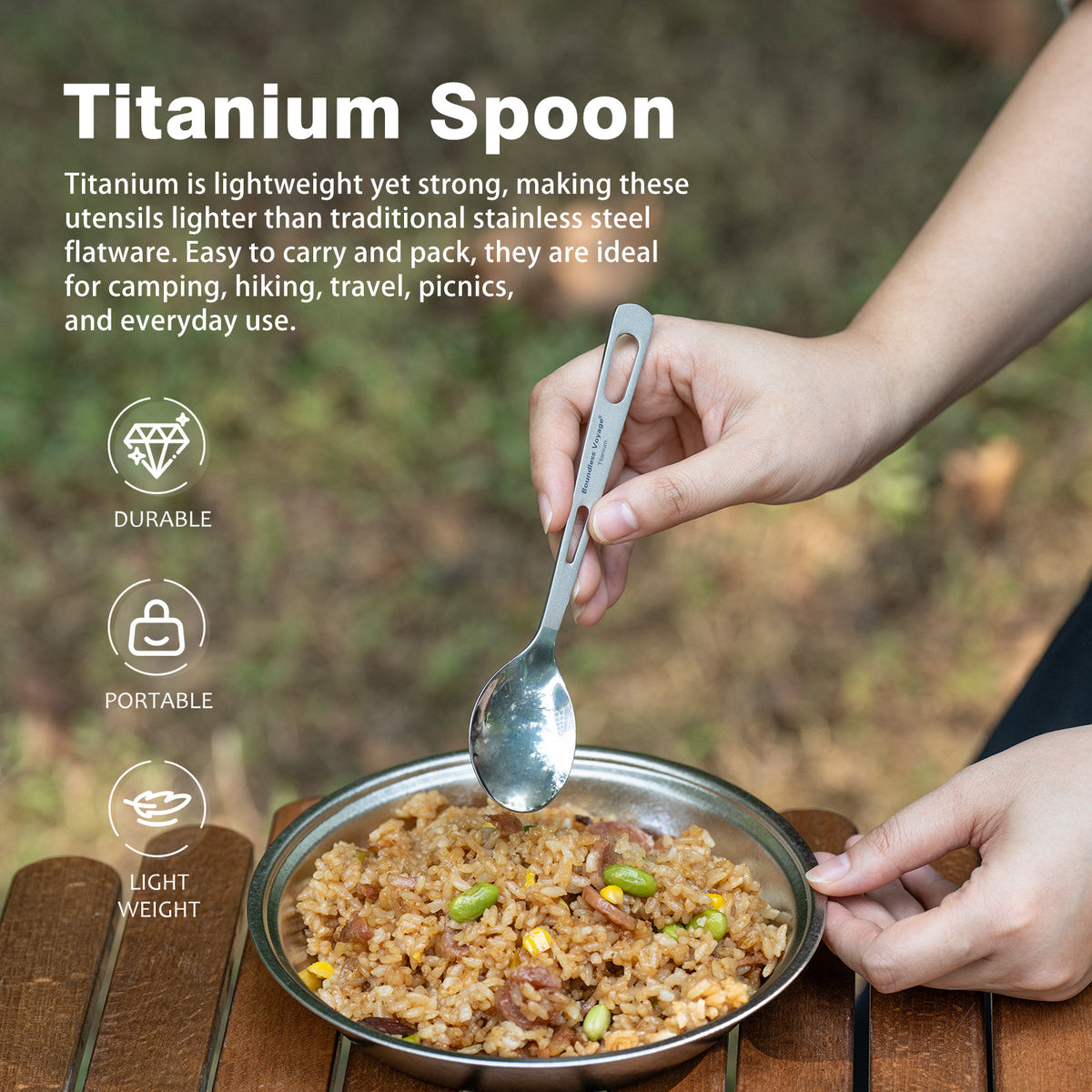 Boundless Voyage Titanium Spoon – 14.2g Ultralight TA1 Titanium Camping Spoon for Backpacking, Hiking, Travel & Everyday Use