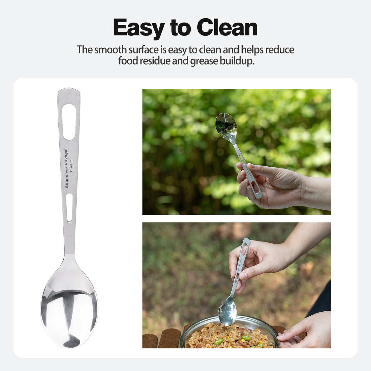 Boundless Voyage Titanium Spoon – 14.2g Ultralight TA1 Titanium Camping Spoon for Backpacking, Hiking, Travel & Everyday Use