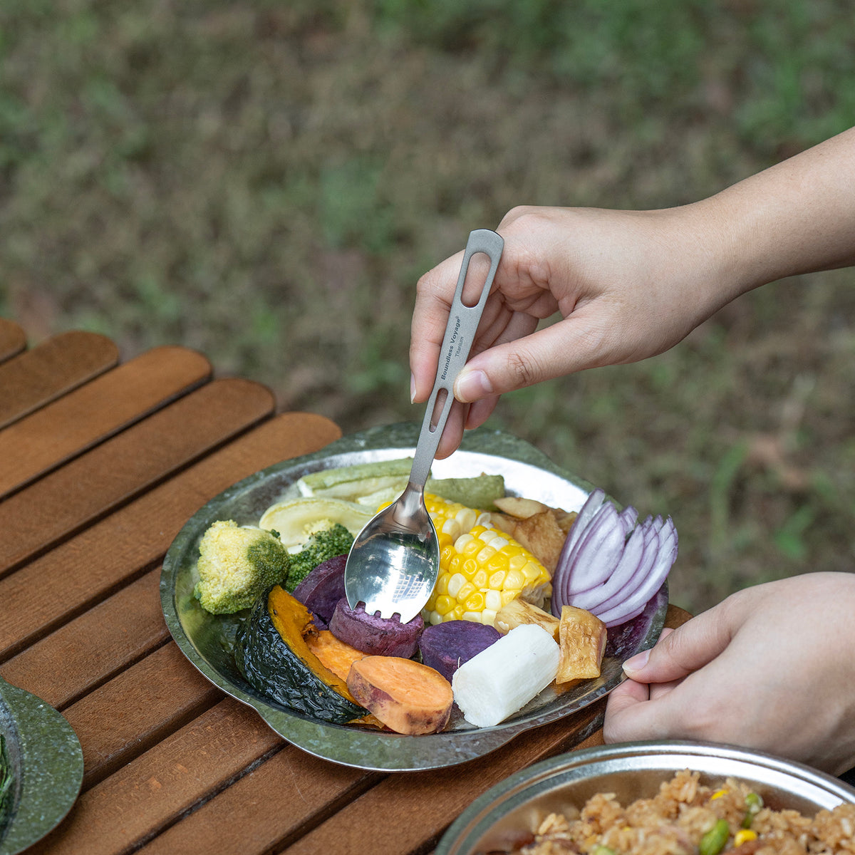 Boundless Voyage 6-Piece Titanium Cutlery Set – Ultralight TA1 Titanium Spoon, Fork, Knife, Spork & Chopsticks for Camping & Travel