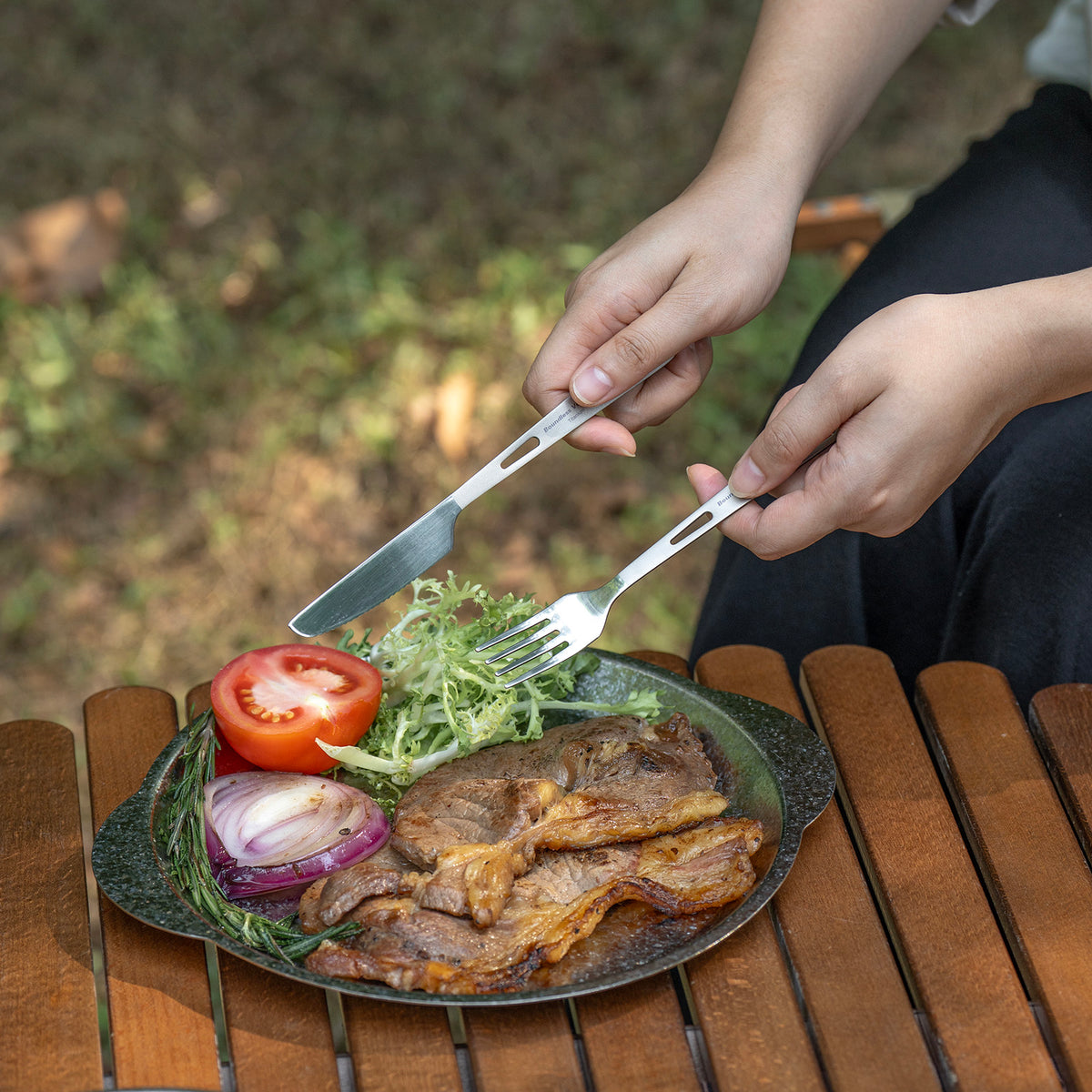 Boundless Voyage 6-Piece Titanium Cutlery Set – Ultralight TA1 Titanium Spoon, Fork, Knife, Spork & Chopsticks for Camping & Travel