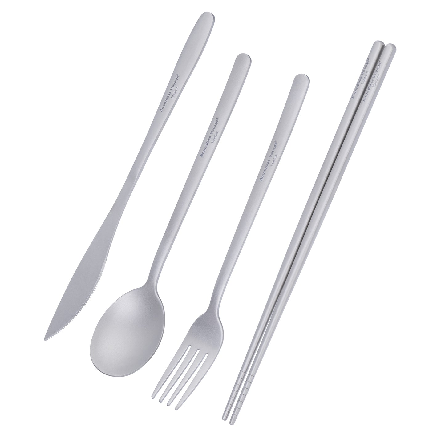 Boundless Voyage Titanium Camping Cutlery Set – Knife, Fork, Spoon & Chopsticks, Ultralight Tableware for Outdoor Travel & Home Use