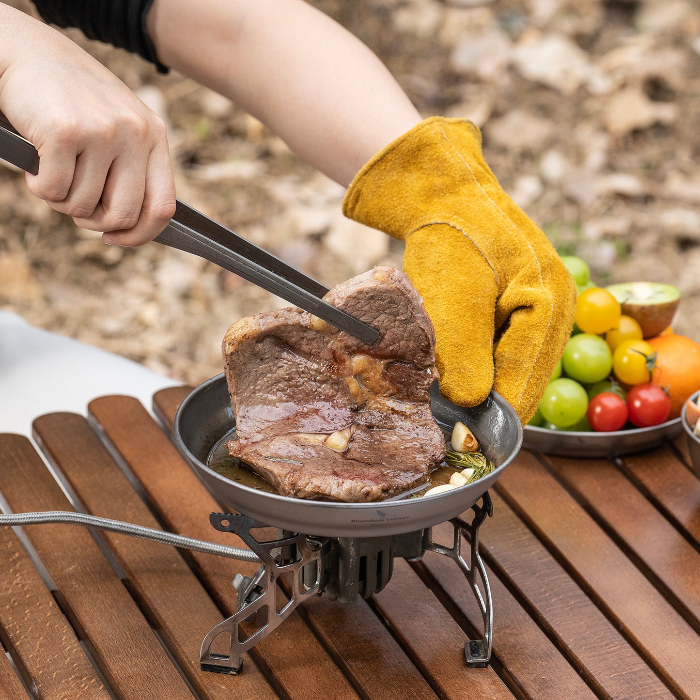 Boundless Voyage Ultralight Titanium Dish with Carry Bag Outdoor Camping Pan Plate Tableware Cookware