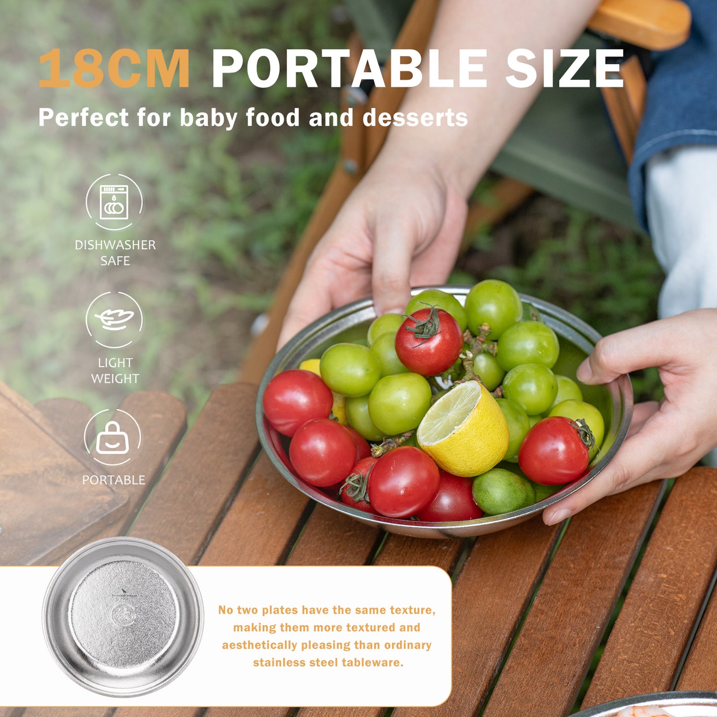 Boundless Voyage Crystalline Titanium Plate 18cm – Ultralight Reusable Dinner Plate for Camping, Travel & Outdoor Dining