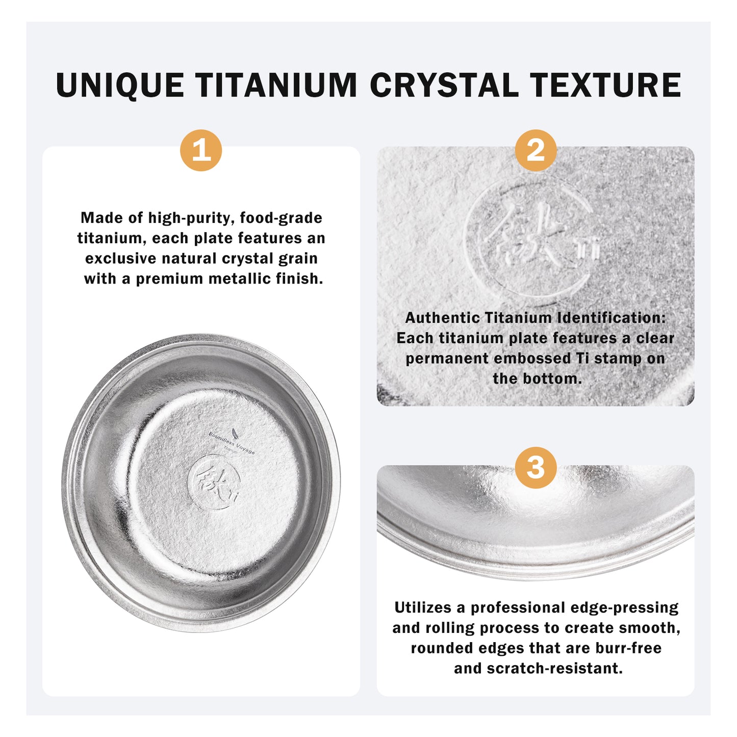 Boundless Voyage Crystalline Titanium Plate 18cm – Ultralight Reusable Dinner Plate for Camping, Travel & Outdoor Dining