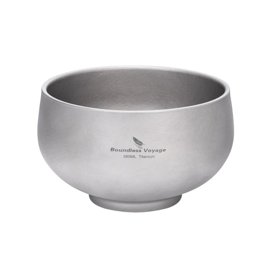 Boundless Voyage Double-Wall Titanium Bowl 380ml – Ultralight Insulated Camping Bowl | No-Burn Grip, Pure Titanium, Built for Backpacking & Outdoor Cooking