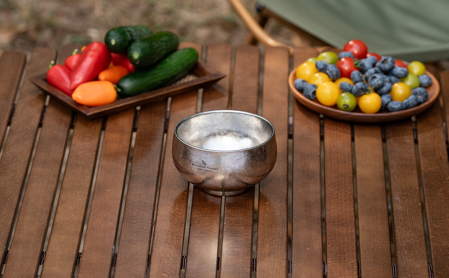 Boundless Voyage Double-Wall Titanium Bowl 380ml – Ultralight Insulated Camping Bowl | No-Burn Grip, Pure Titanium, Built for Backpacking & Outdoor Cooking