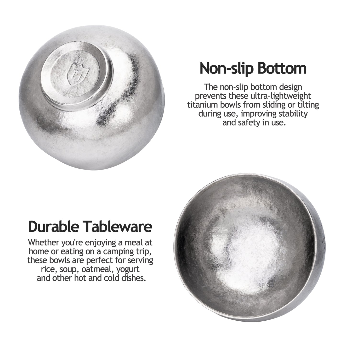 Boundless Voyage Double-Wall Titanium Bowl 380ml – Ultralight Insulated Camping Bowl | No-Burn Grip, Pure Titanium, Built for Backpacking & Outdoor Cooking