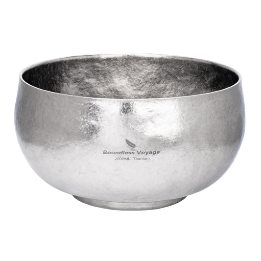 Boundless Voyage 2000ml Double-Wall Titanium Bowl – Extra-Large Ultralight Camping Bowl | Insulated No-Burn Grip, Pure Titanium for Group Meals & Outdoor Cooking