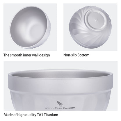 Boundless Voyage 500mlTitanium Double Walled Bowl Rice Soup Oatmeal Yogurt Serving Bowl Ultralight Outdoor Camping Travel Durable Portable Tableware