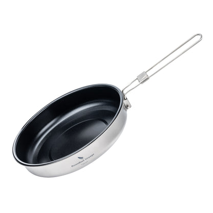 Boundless Voyage Titanium Non-stick Frying Pan Outdoor Camping Skillet with Folding Handle Lightweight Cookware