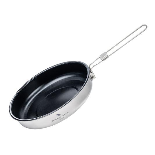 Boundless Voyage Titanium Non-stick Frying Pan Outdoor Camping Skillet with Folding Handle Lightweight Cookware