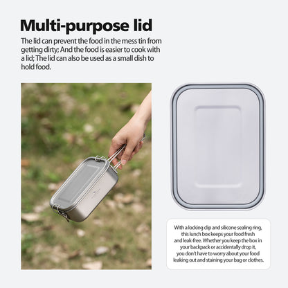 Boundless Voyage Titanium Bento with Lid & Handle Outdoor Camping Tableware Cookware Leak Proof Lunch Box Container