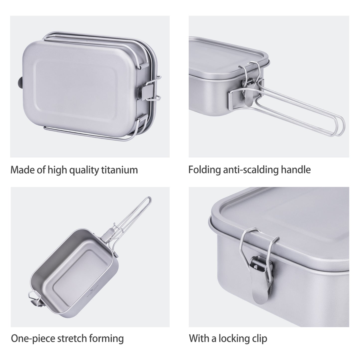 Boundless Voyage Titanium Bento with Lid & Handle Outdoor Camping Tableware Cookware Leak Proof Lunch Box Container