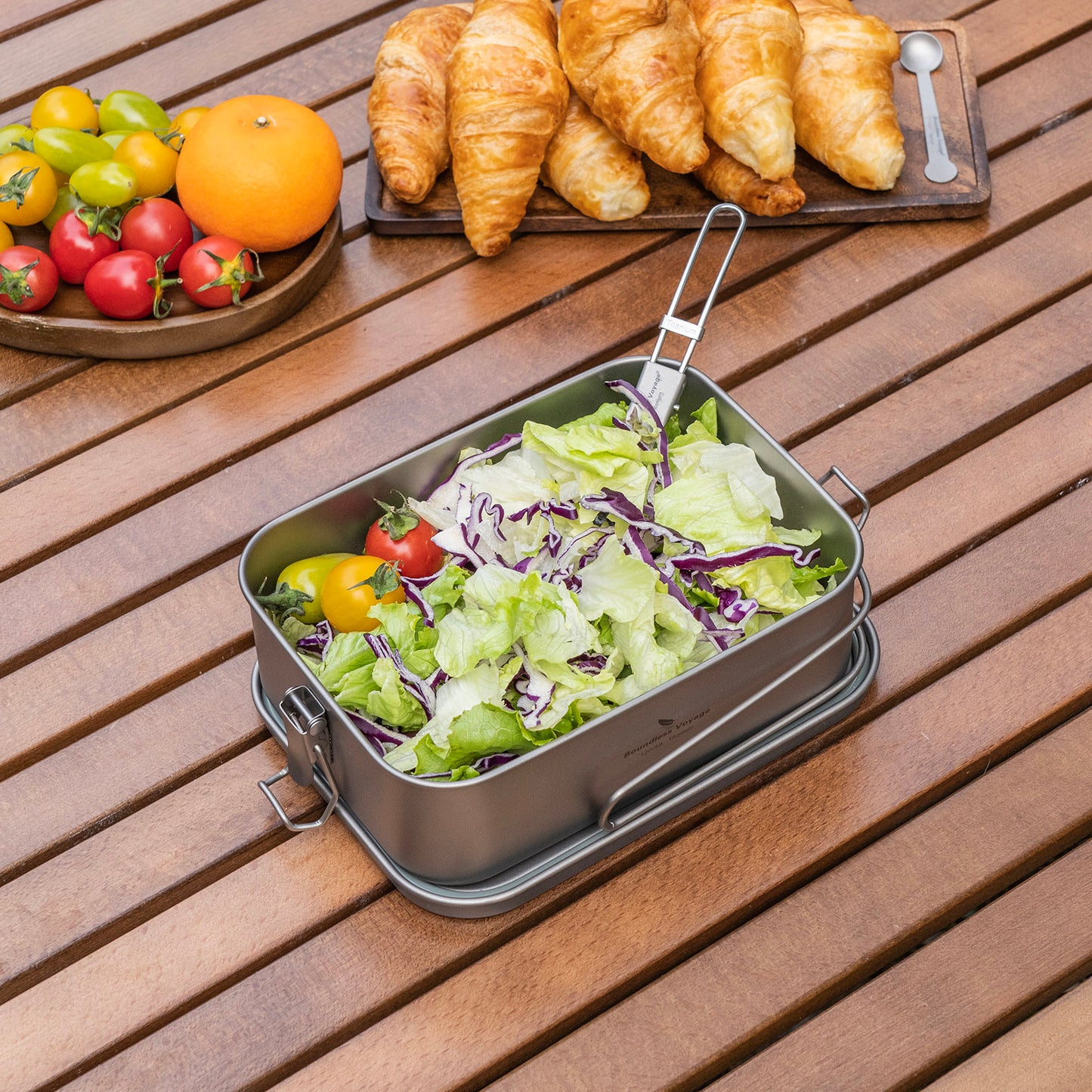 Boundless Voyage Titanium Bento with Lid & Handle Outdoor Camping Tableware Cookware Leak Proof Lunch Box Container