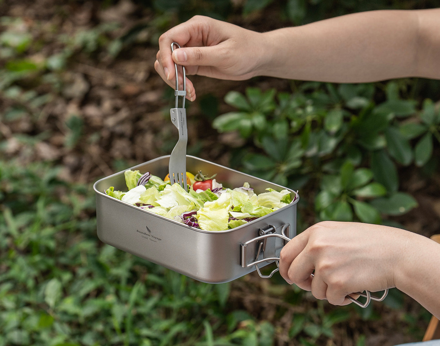 Boundless Voyage Titanium Bento with Lid & Handle Outdoor Camping Tableware Cookware Leak Proof Lunch Box Container