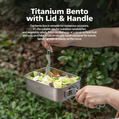 Boundless Voyage Titanium Bento with Lid & Handle Outdoor Camping Tableware Cookware Leak Proof Lunch Box Container