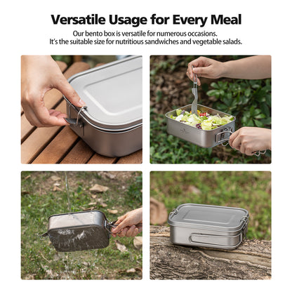 Boundless Voyage Titanium Bento with Lid & Handle Outdoor Camping Tableware Cookware Leak Proof Lunch Box Container