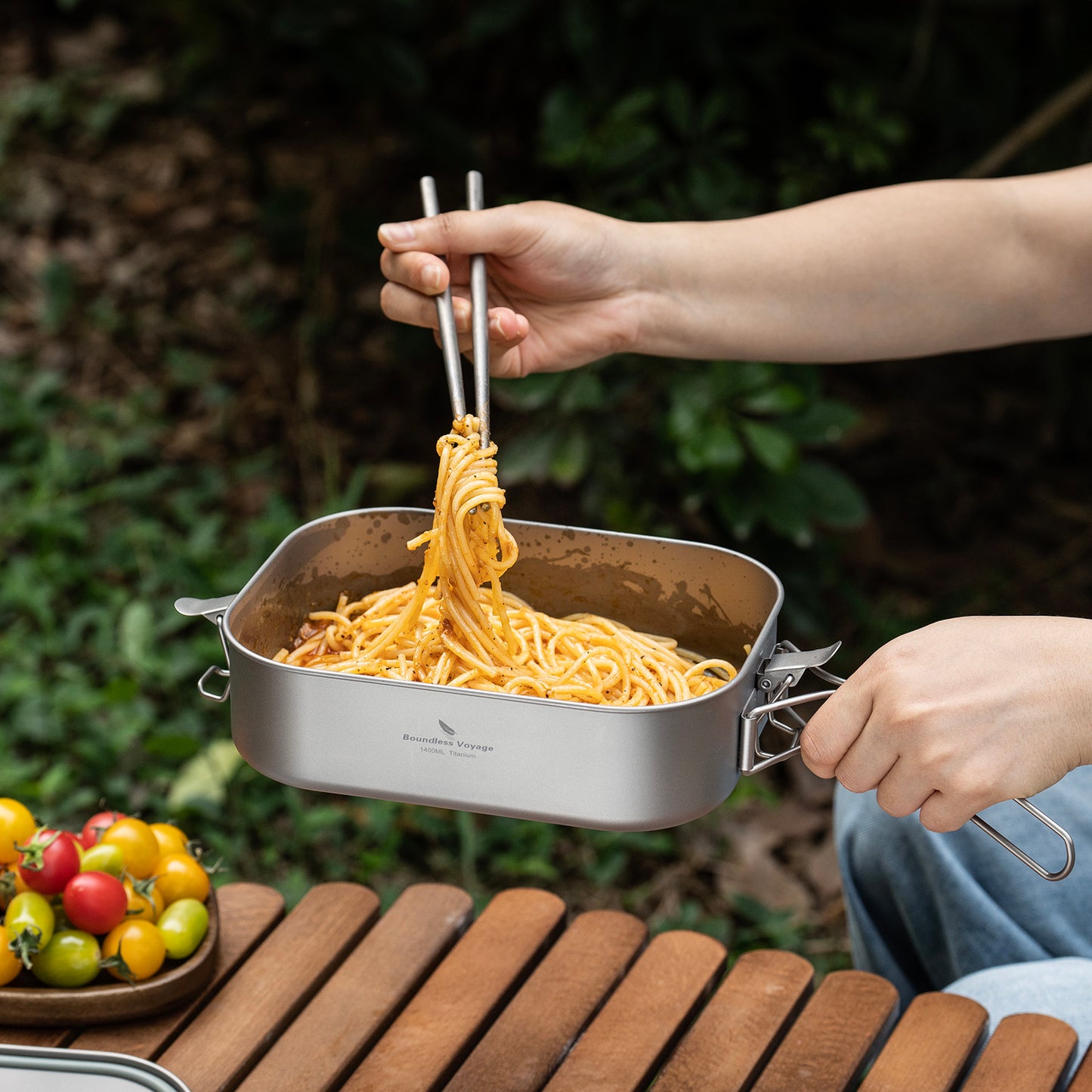 Boundless Voyage Titanium Bento with Lid & Handle Outdoor Camping Tableware Cookware Leak Proof Lunch Box Container