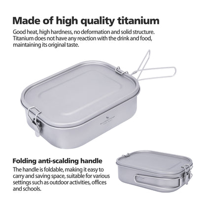 Boundless Voyage Titanium Bento with Lid & Handle Outdoor Camping Tableware Cookware Leak Proof Lunch Box Container