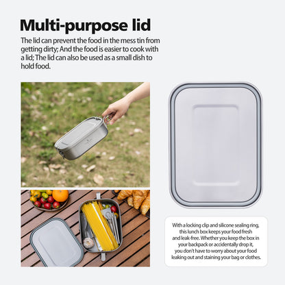 Boundless Voyage Titanium Bento with Lid & Handle Outdoor Camping Tableware Cookware Leak Proof Lunch Box Container
