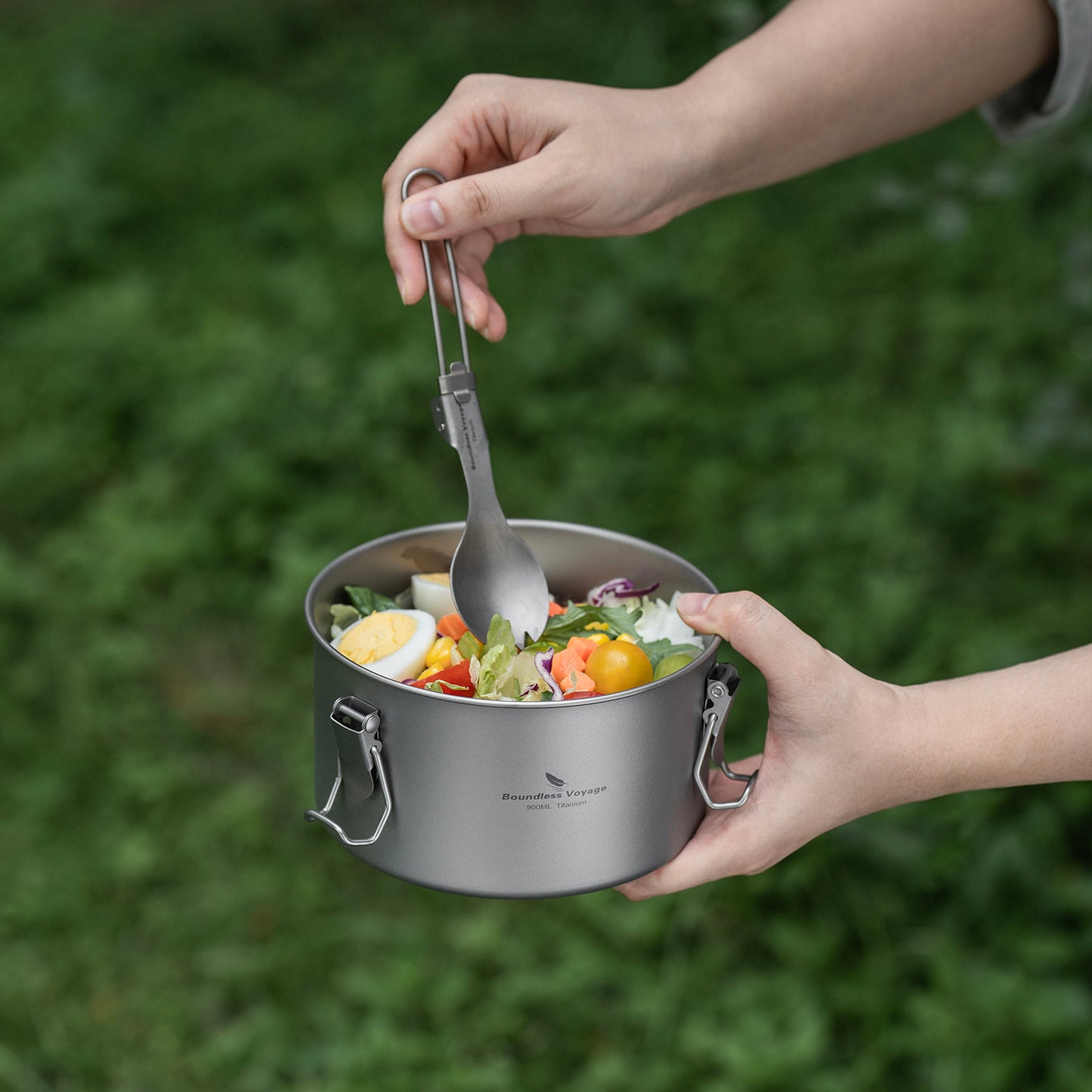 Boundless Voyage 1500ml Titanium Food Storage Container – Multi-Functional Lunch Box & Steamer with Sealed & Vented Lids for Camping, Travel & Meal Prep